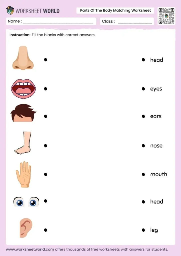 Head And Legs Math Problem Worksheets – parts of the body matching worksheet Head And Legs Math Problem Worksheets - parts of the body matching worksheet