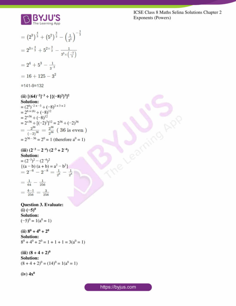 Icse Maths Worksheets Class 2 - icse class 8 maths selina solutions chapter 2 exponents powers