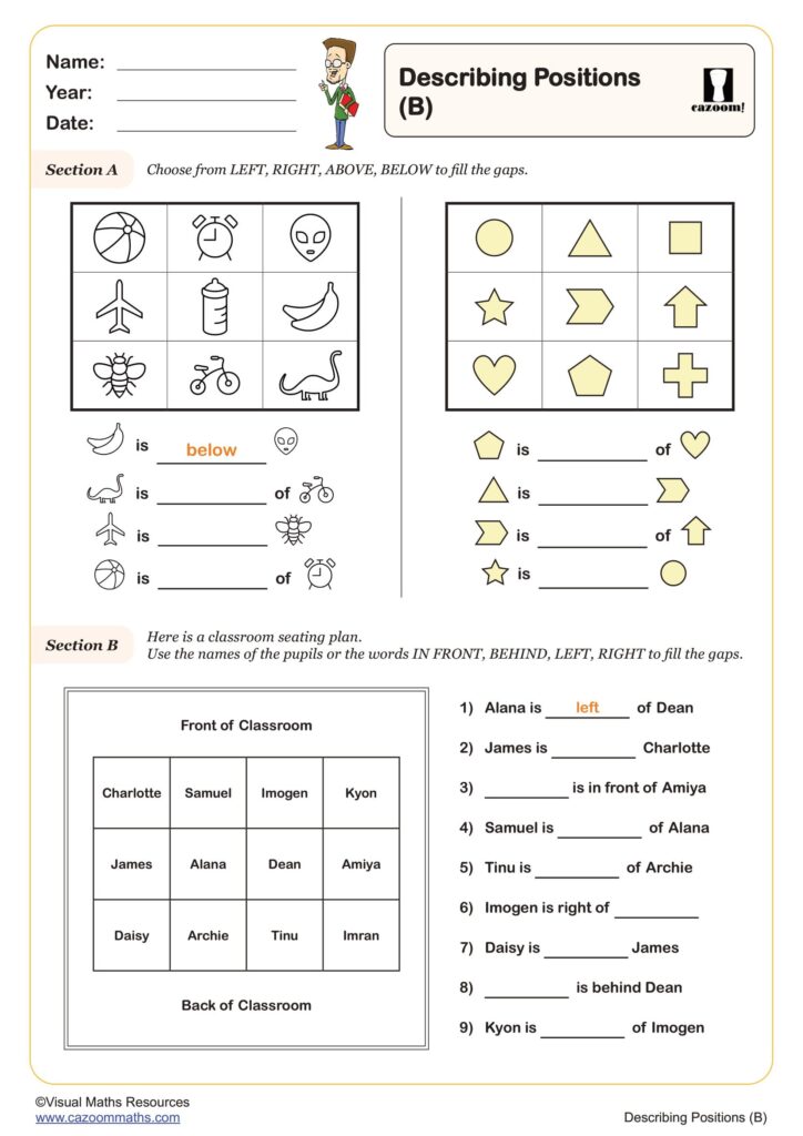 Igcse Grade 2 Maths Worksheets - year 2 position and direction worksheets