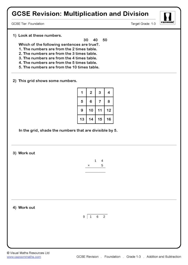 Igcse Year 2 Maths Worksheets