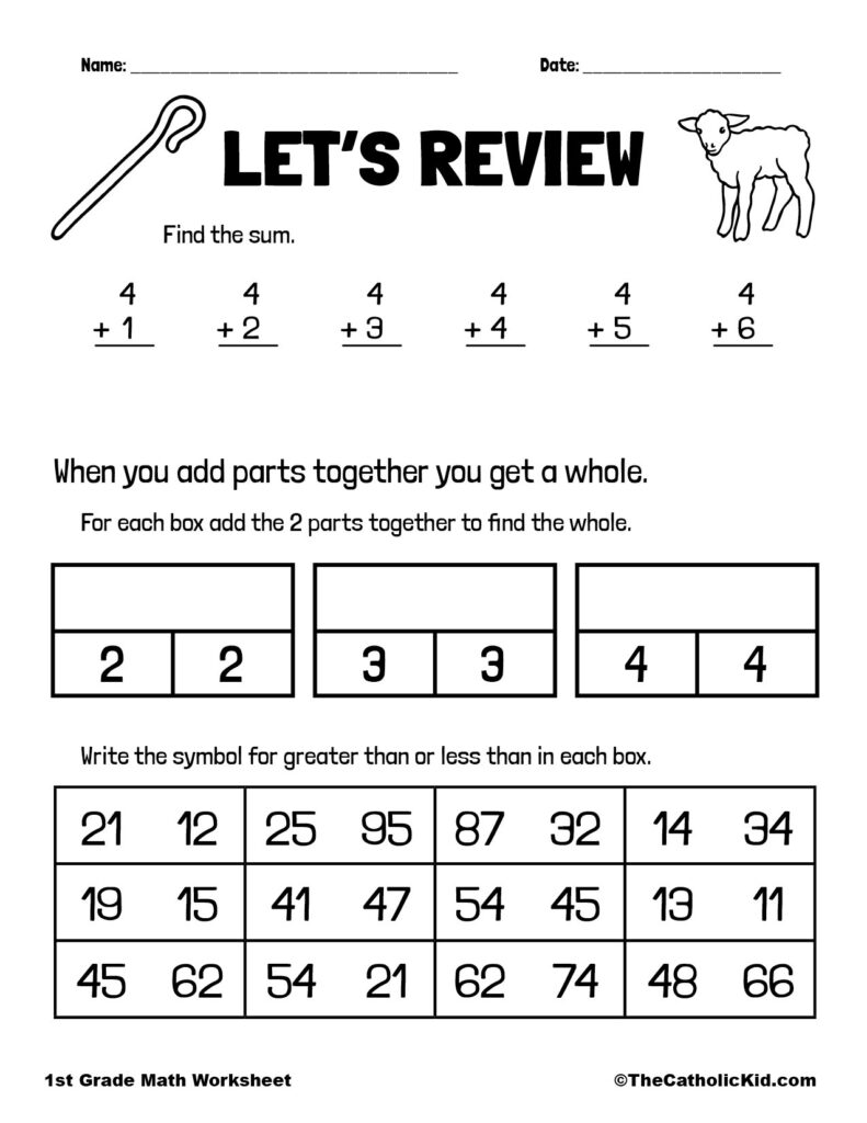 Ist Grade Math Free Worksheets – 1st grade math worksheet catholic 90 review cnt a1 Ist Grade Math Free Worksheets - 1st grade math worksheet catholic 90 review cnt a1
