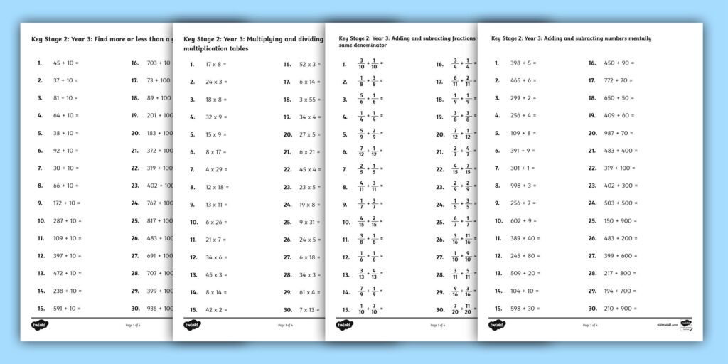 Keys Stage 2 Maths Worksheets – t2 m 1185 key stage 2 new curriculum arithmetic test year 3 content practice questions Keys Stage 2 Maths Worksheets - t2 m 1185 key stage 2 new curriculum arithmetic test year 3 content practice questions