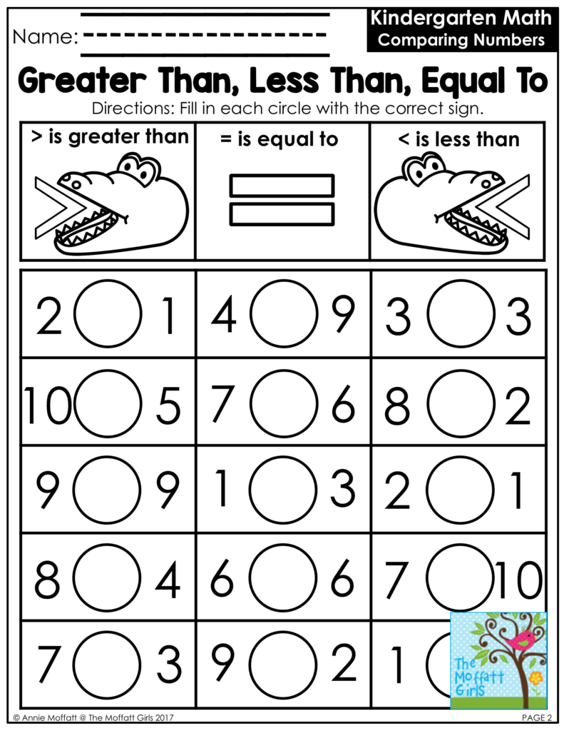 Kindergarten Math: Comparing Numbers | Kindergarten math worksheets ...