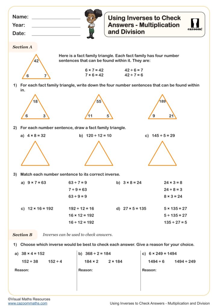 Ks2 Maths Worksheets With Answers – using inverses to check answers multiplication and division worksheet Ks2 Maths Worksheets With Answers - using inverses to check answers multiplication and division worksheet
