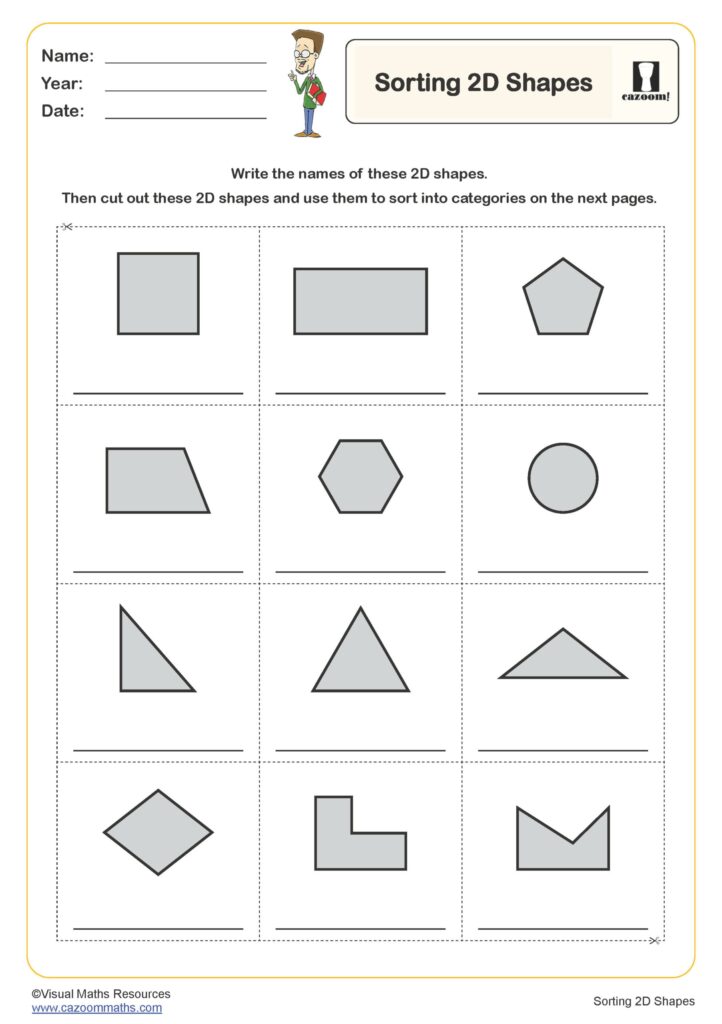 Level 2 Maths Worksheets Ks2 - sorting 2d shapes worksheet