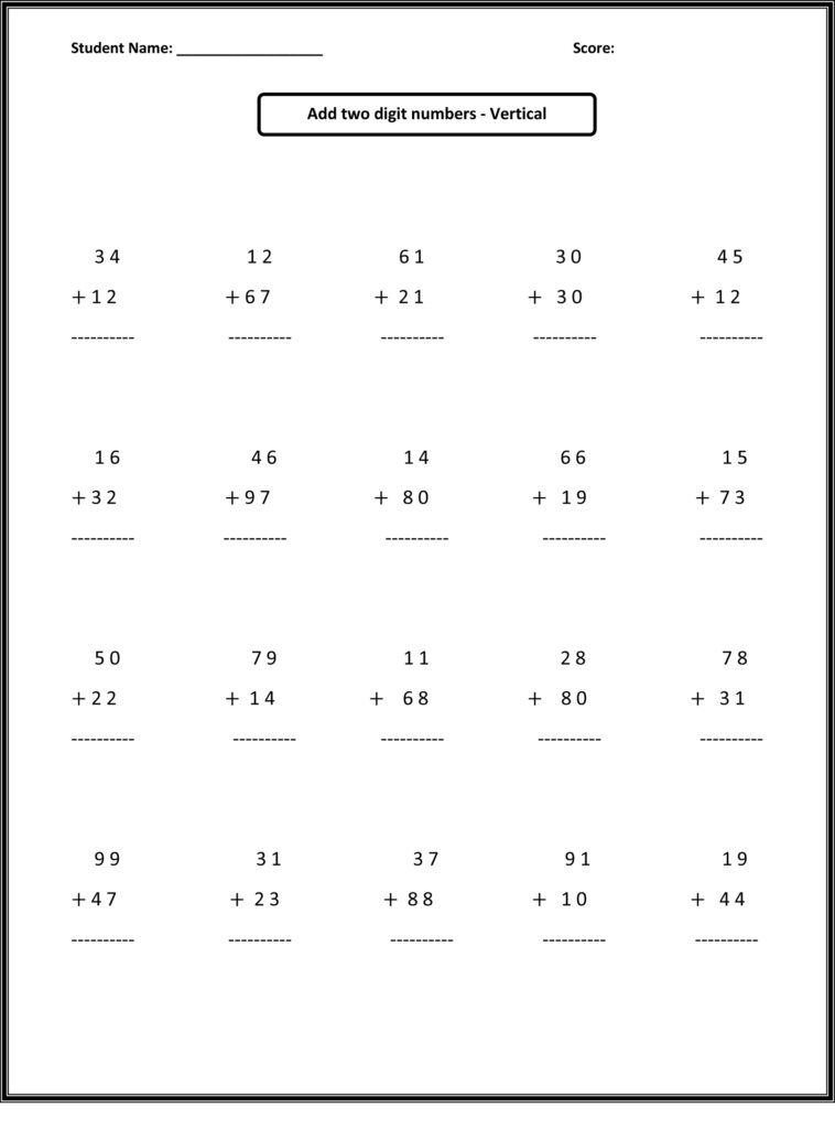 Math Drill Sheets For 2nd Grade - Free Second Grade Math Worksheets | Activity Shelter