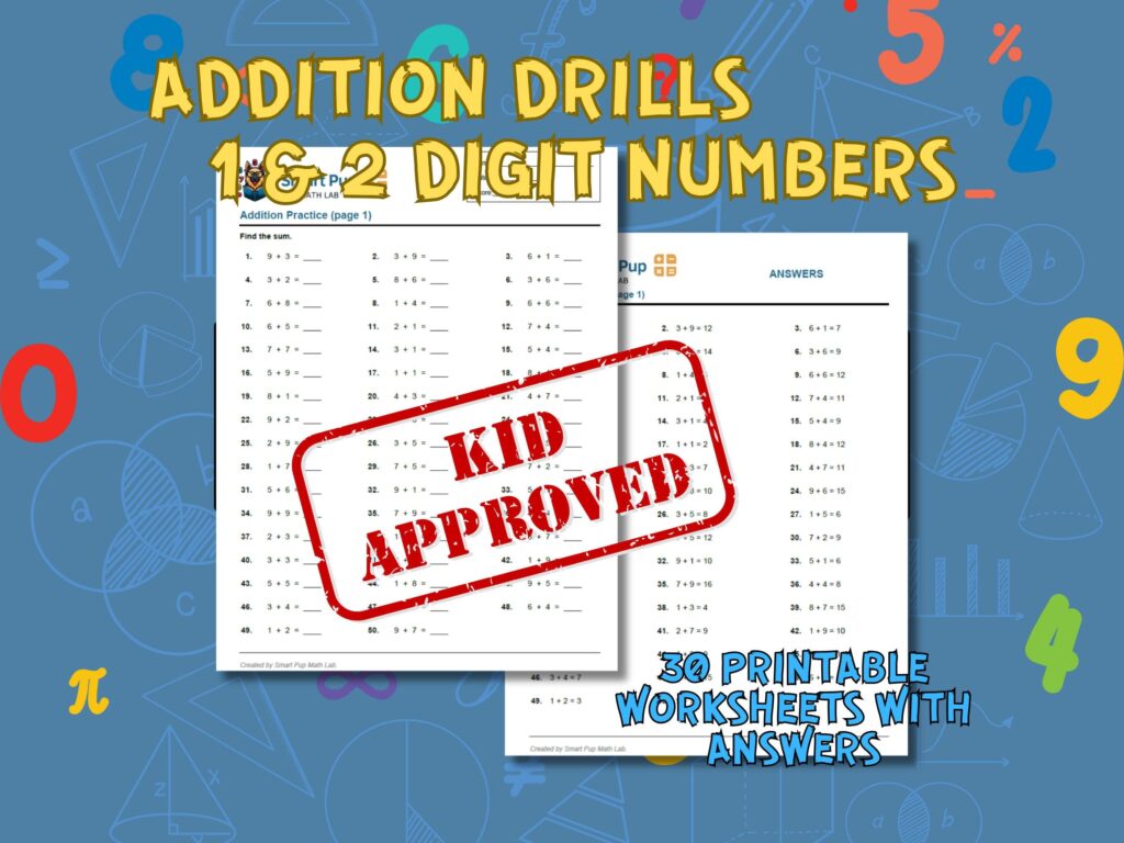 Math Drills 1 And 2 - Addition Drills - 1 & 2 Digit Numbers With Answers, 30 Pages of Drills ...