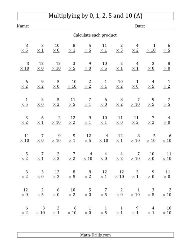 Math Drills Multiplication Facts | Multiplication Worksheets