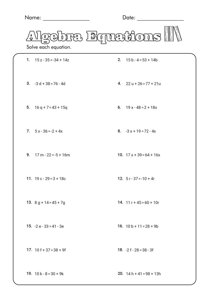 Math Equation Worksheets With Answers - 13 Hard Math Equations Worksheets | Hard algebra equations, Hard ...