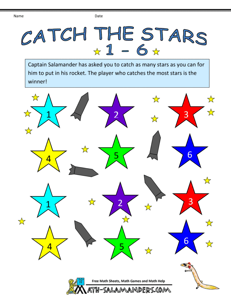 Math Fact Games – Catch the Stars Worksheet Catch the Stars math fact game worksheet for kids to improve their math skills