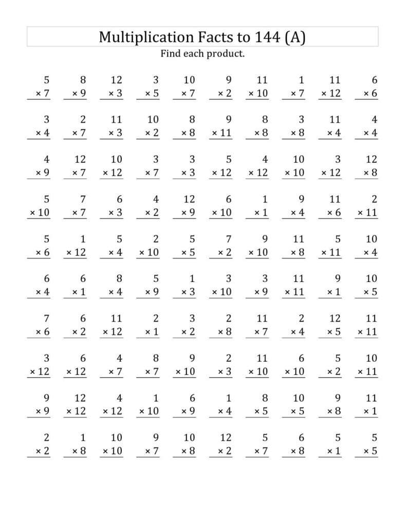 Math Facts Worksheets – Free Printable Math Facts Worksheets - Free Printable