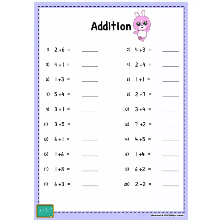 Free printable Math For 8 Year Olds Worksheets featuring addition problems for kids