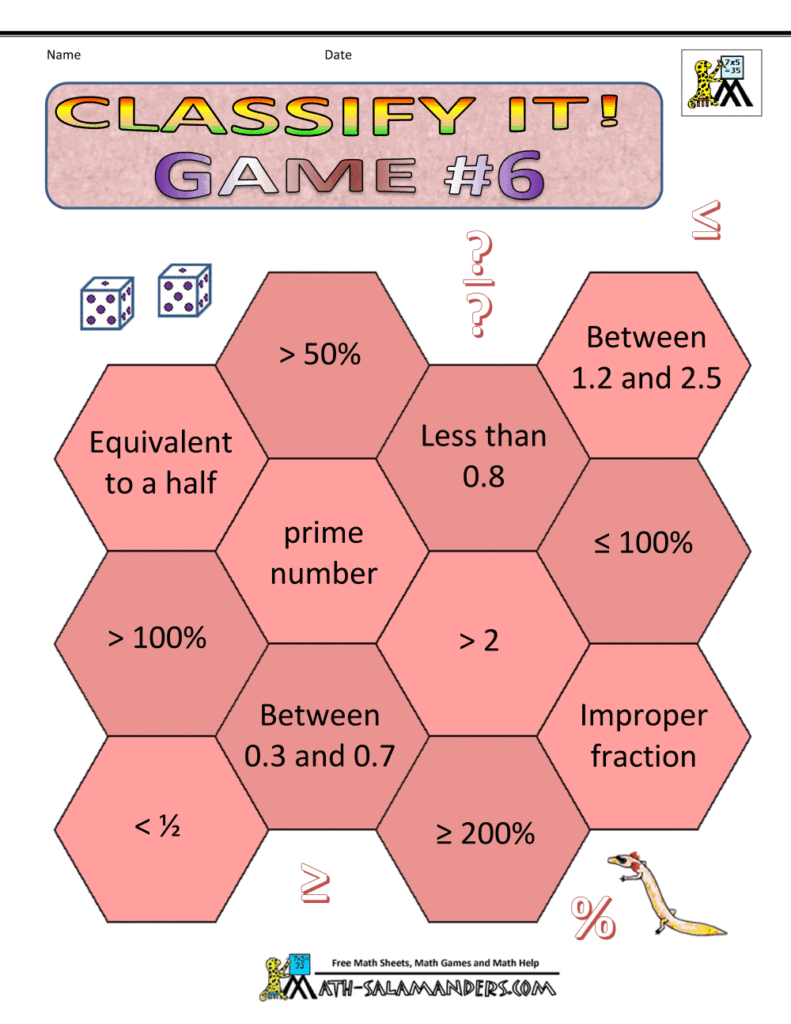Math games worksheets featuring various math operations for practice