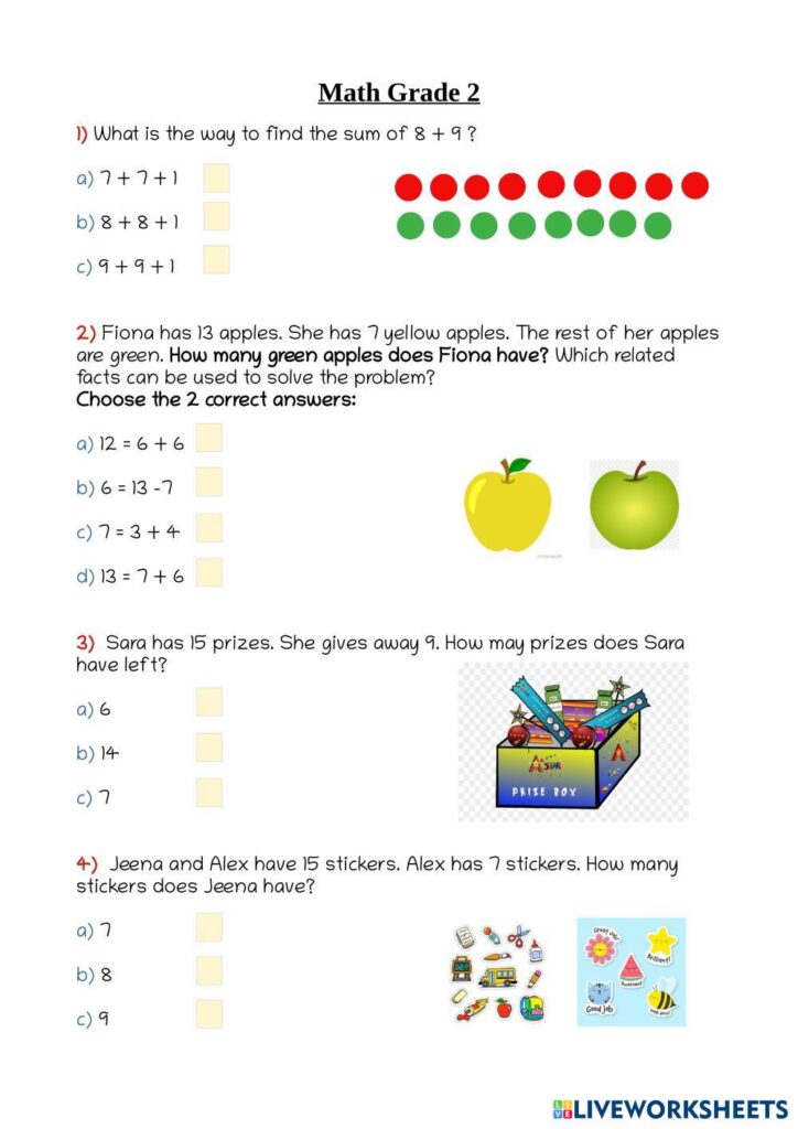 Math Grade 2 | Free Interactive Worksheets | 7195373