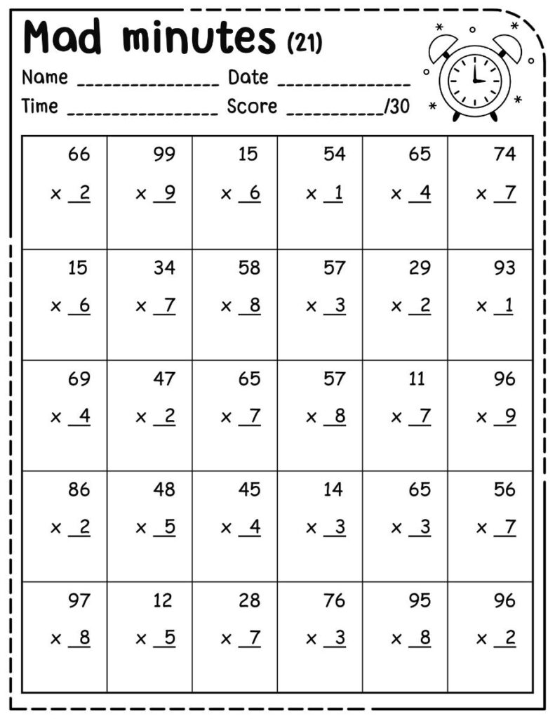 Math minute worksheets, Mad minute multiplication pdf, Multiplying 2 ...
