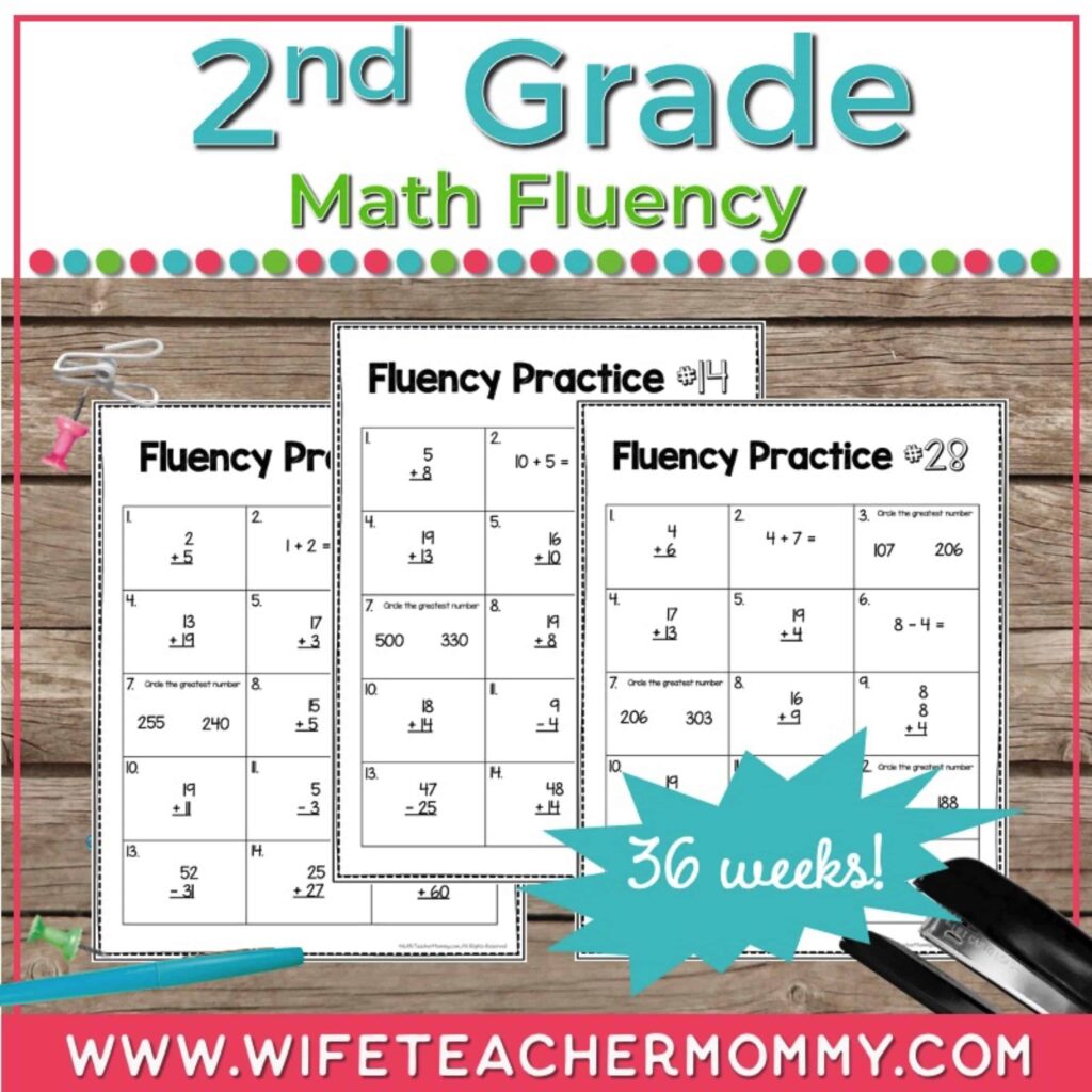 Math Pages For 2nd Graders To Print - 36 weeks of math fluency practice for 2nd grade printable