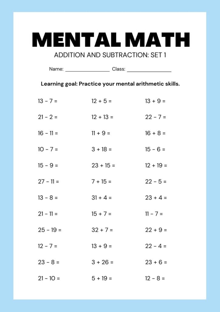 Math Printable Worksheet Problems Quiz - Free, printable, customizable math worksheet templates - Worksheets Library