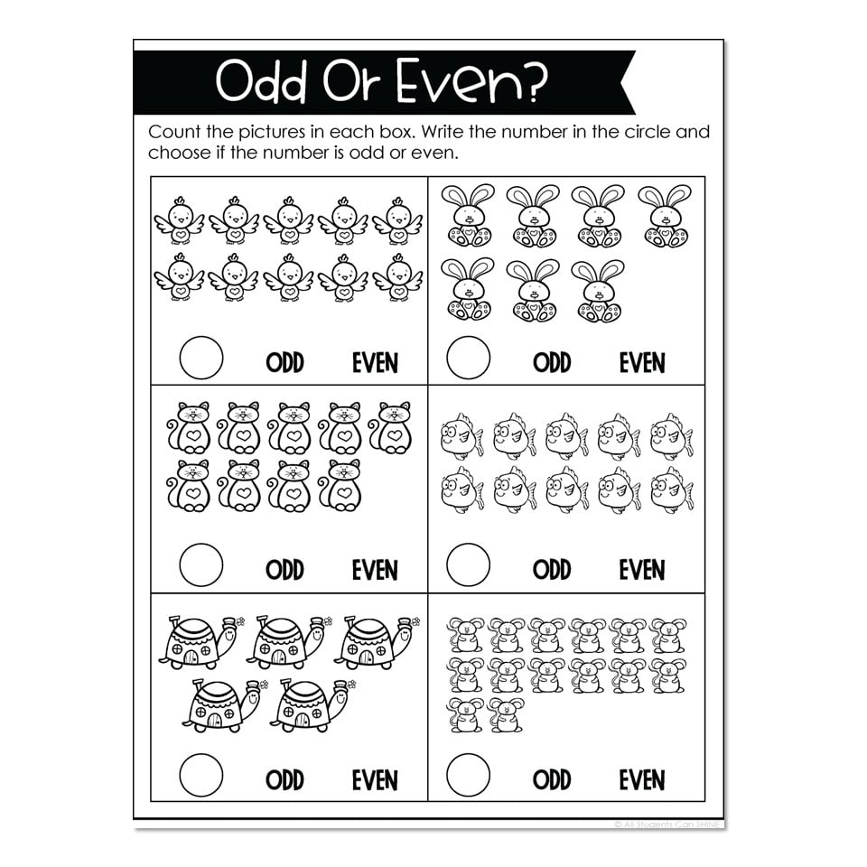 Fun Math Printables – Odd or Even Worksheets Math printables for identifying odd or even numbers with engaging visuals