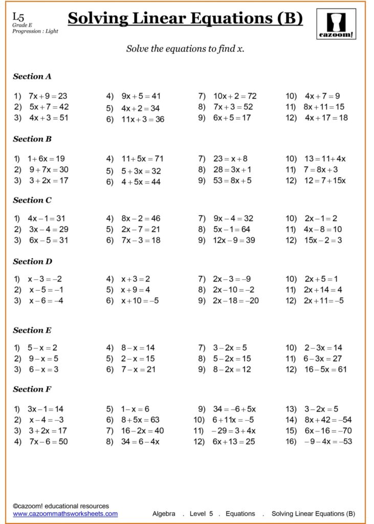 Math Problems Worksheets With Answers - Algebra Math Worksheets With Answers – Printable PDF Template