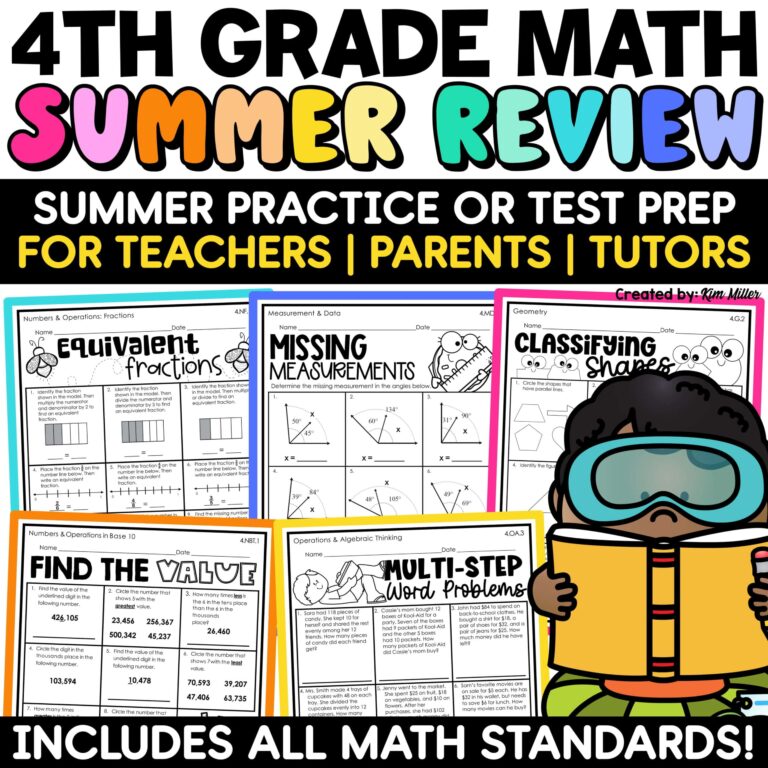 Math Sheet For 4th Grade - summer packet for 4th to 5th grade summer math