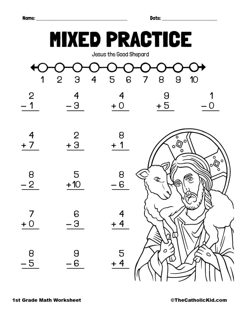 Math Sheets For 1st Graders - 1st grade math worksheet catholic 162 mixed practice cnt a1