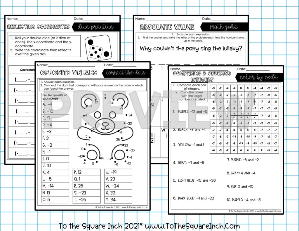 Math Sheets For 6th Graders Printables