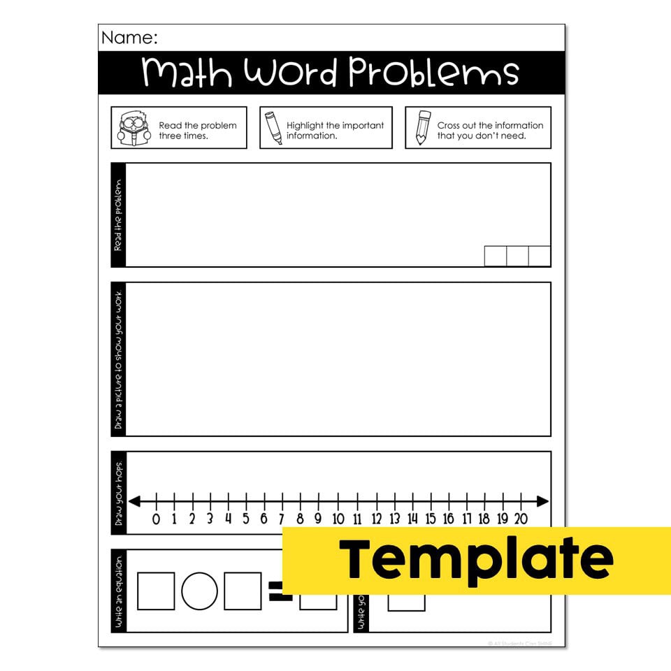 Math Story Problems Set 2 – Two Step Template Math story problems set 2 template designed for two-step problem-solving exercises