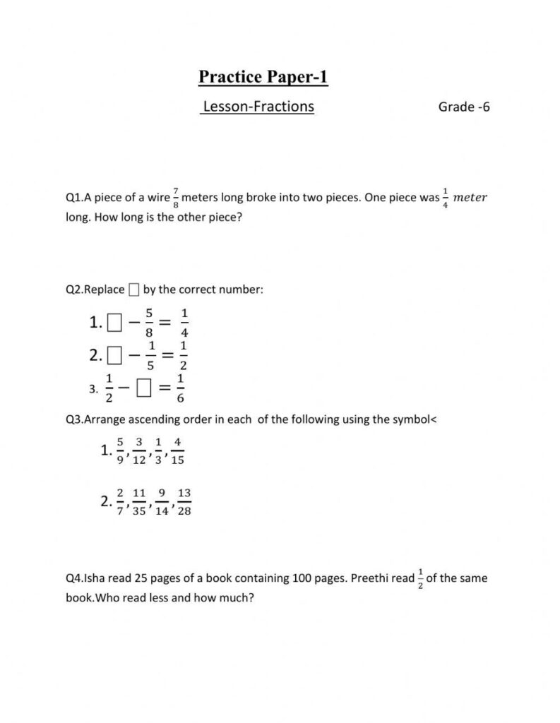 Math Test In Work Sheet – Practice test-1 | Math Worksheets | 523125 Math Test In Work Sheet - Practice test-1 | Math Worksheets | 523125