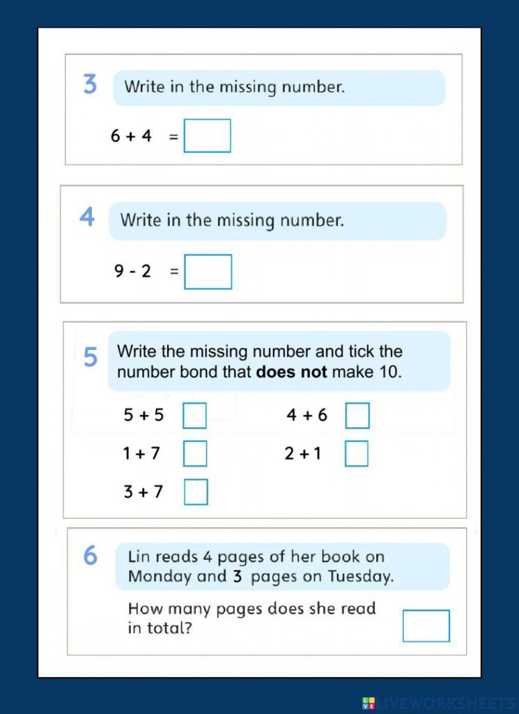 Math Worksheet free online exercise | Live Worksheets