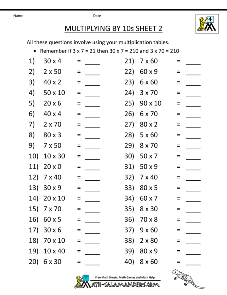 Math Worksheet Multiplication Grade 4 - Printable Multiplication Worksheets Grade 4