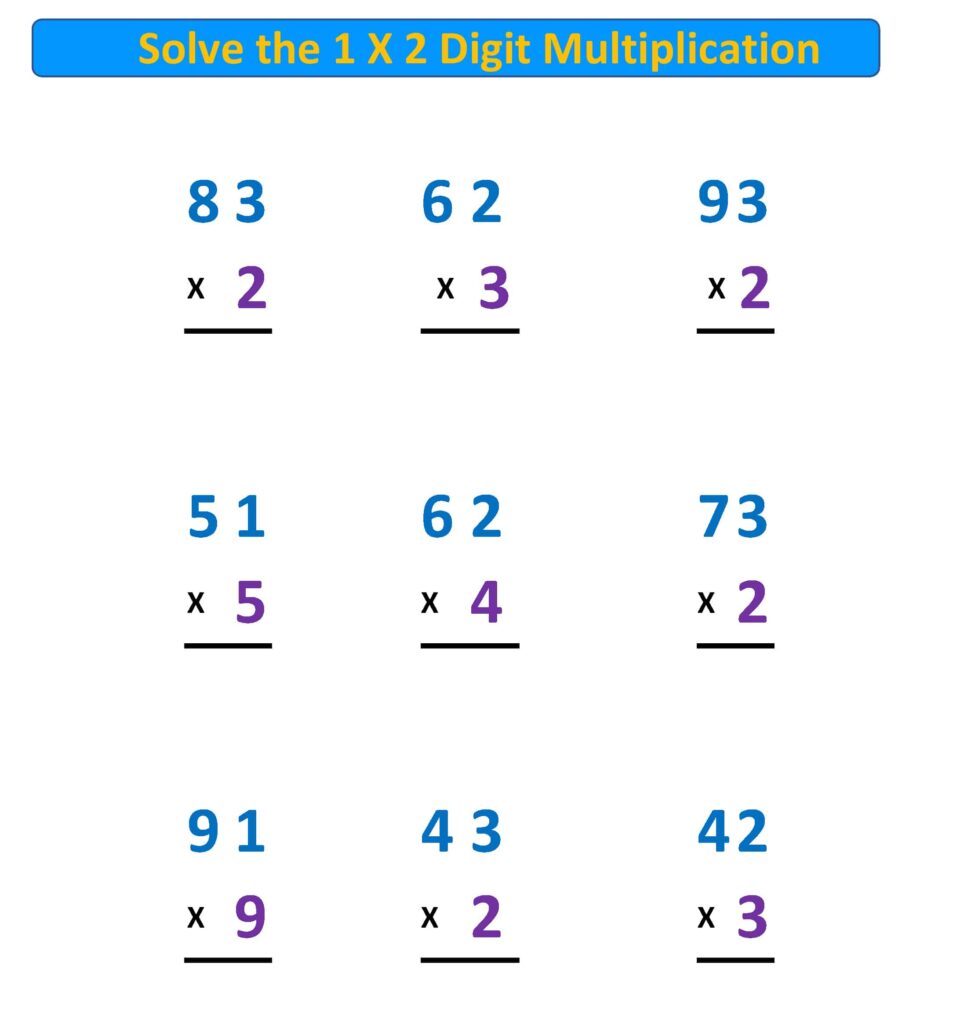 Math Worksheets 2 Digit Multiplication - multiplication problems 1 x 2 digit regroup tens
