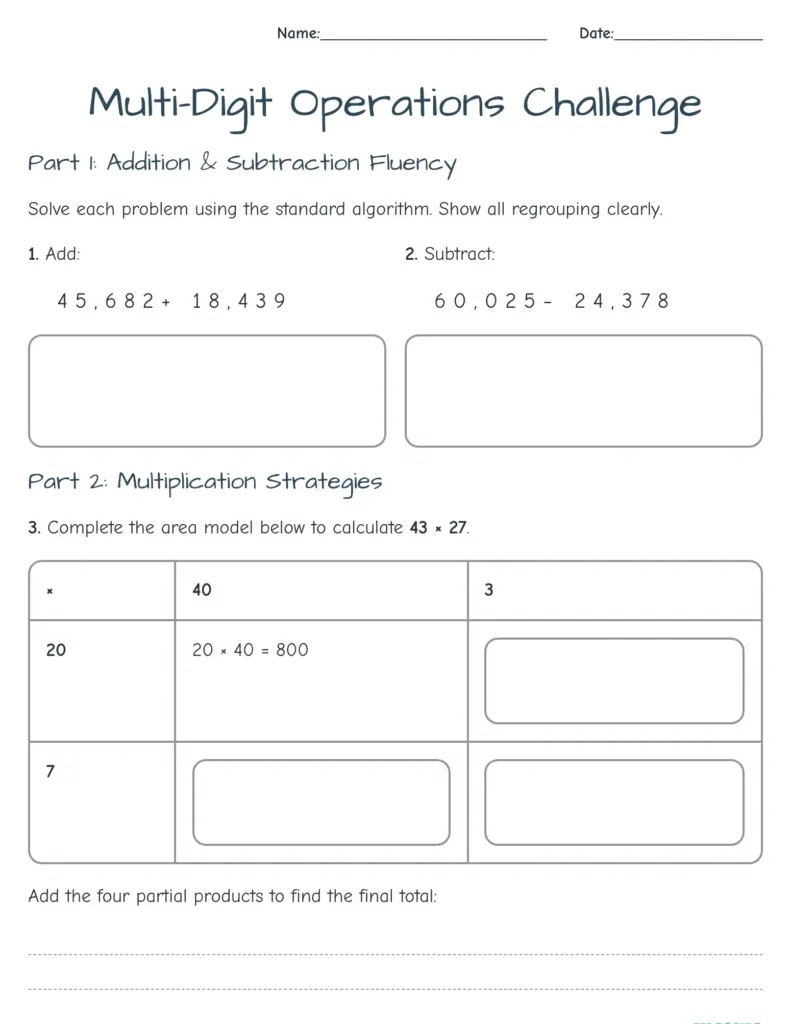 Math Worksheets For 4th Graders Free Printables