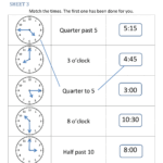 Math Worksheets Grade 2 Clock