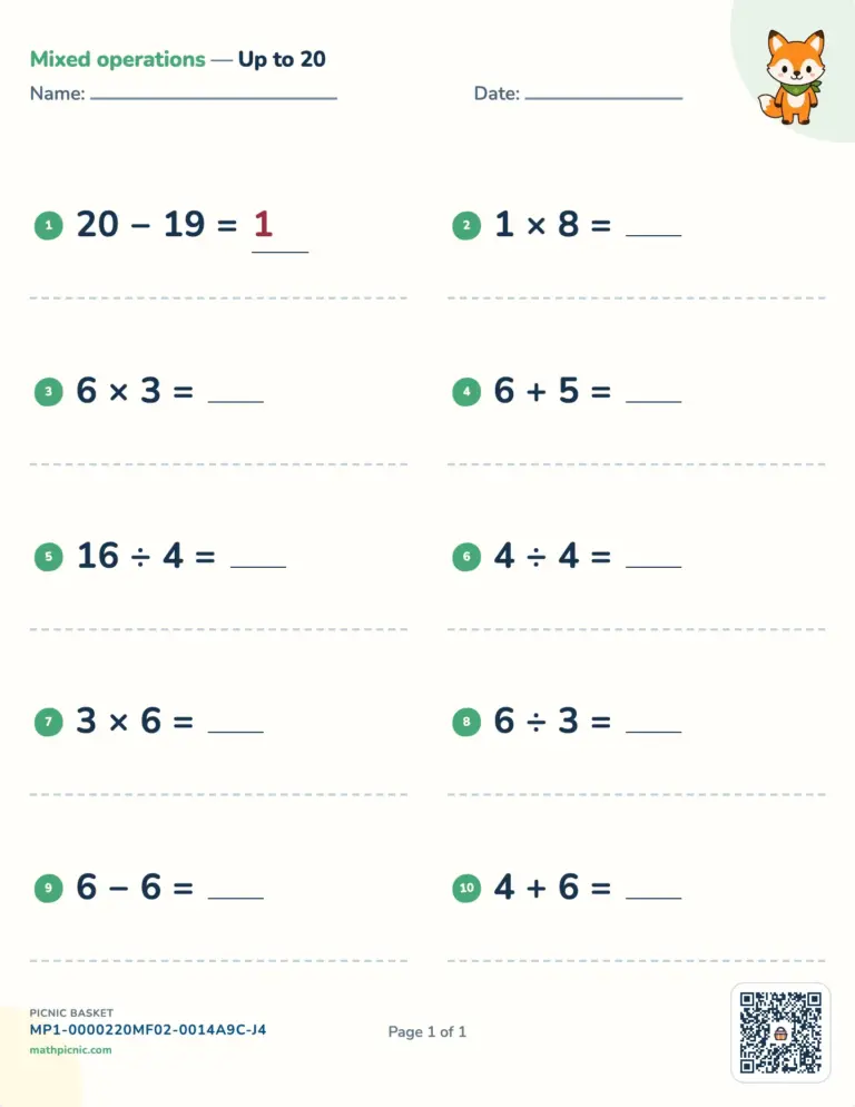 Math Worksheets To Do Online - Printable mixed operations worksheet for kids with various math problems to solve