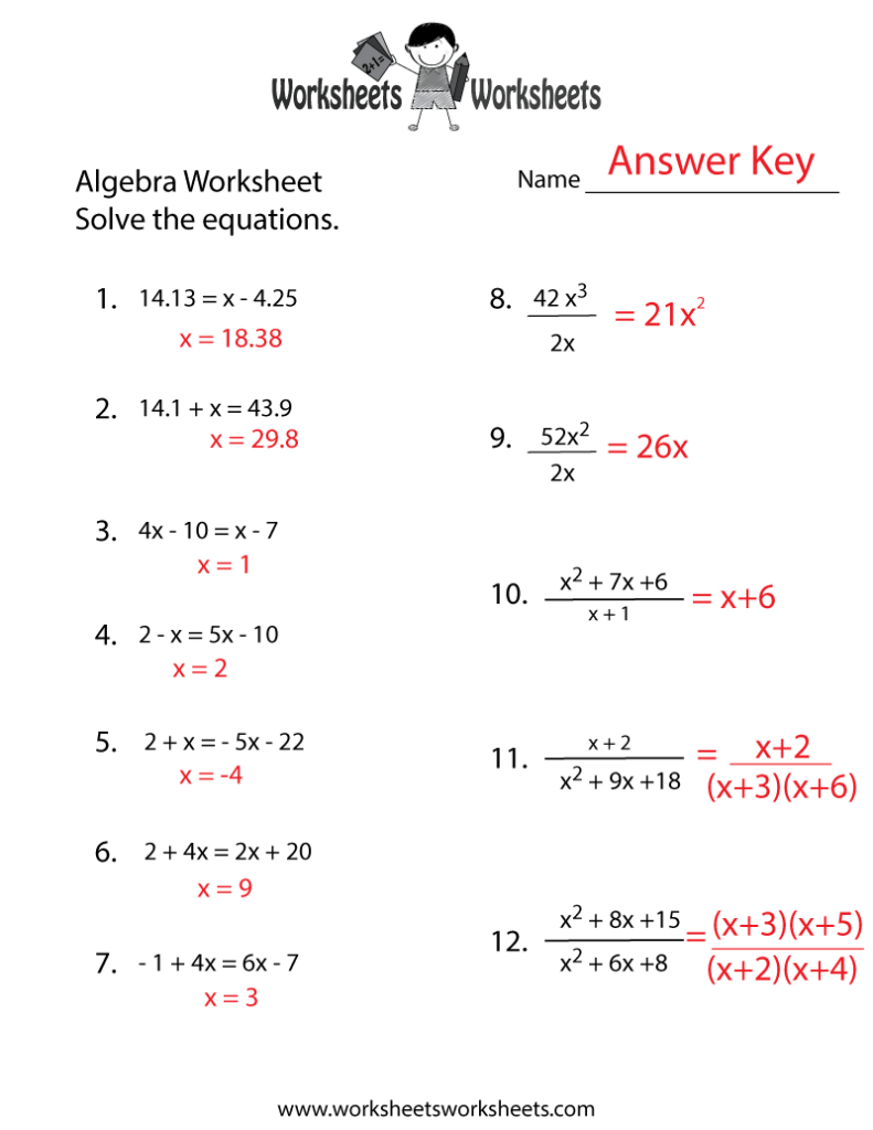Math Worksheets With Answers – Free Printable Answer Keys | Worksheets ...