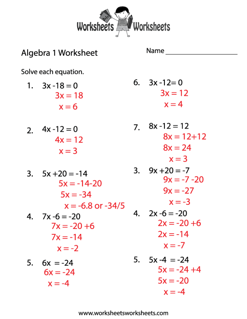 Math Worksheets With Answers – Free Printable Answer Keys | Worksheets ...