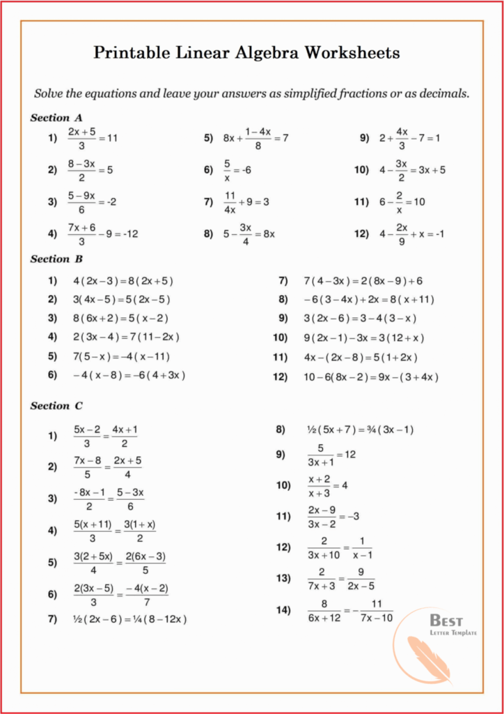 Math Worksheets With Full Page Problems – Printable Pre Basic Algebra Worksheets PDF Math Worksheets With Full Page Problems - Printable Pre Basic Algebra Worksheets PDF