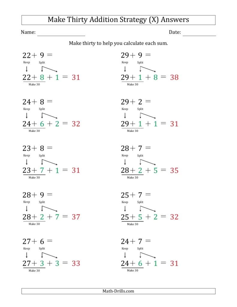 Mathematics Worksheet Factory 3.0 – Make Thirty Addition Strategy (X) Mathematics Worksheet Factory 3.0 - Make Thirty Addition Strategy (X)