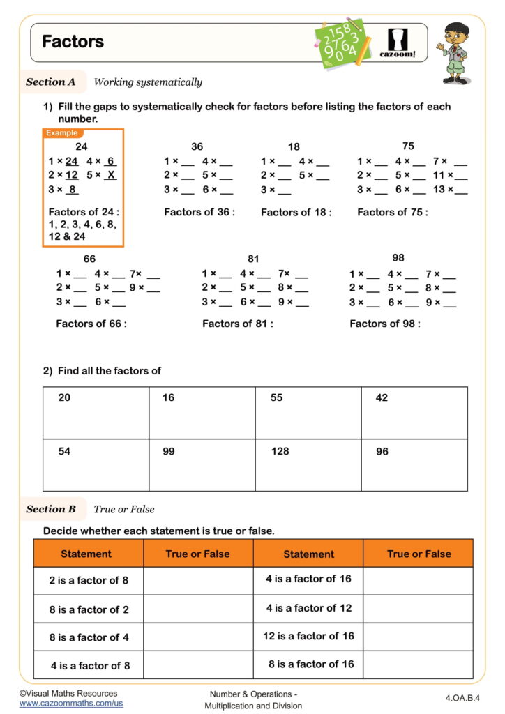 Mathematics Worksheet Factory 4.3.4 – Factors Worksheet | Fun and Engaging 4th Grade Number and Operations … Mathematics Worksheet Factory 4.3.4 - Factors Worksheet | Fun and Engaging 4th Grade Number and Operations ...