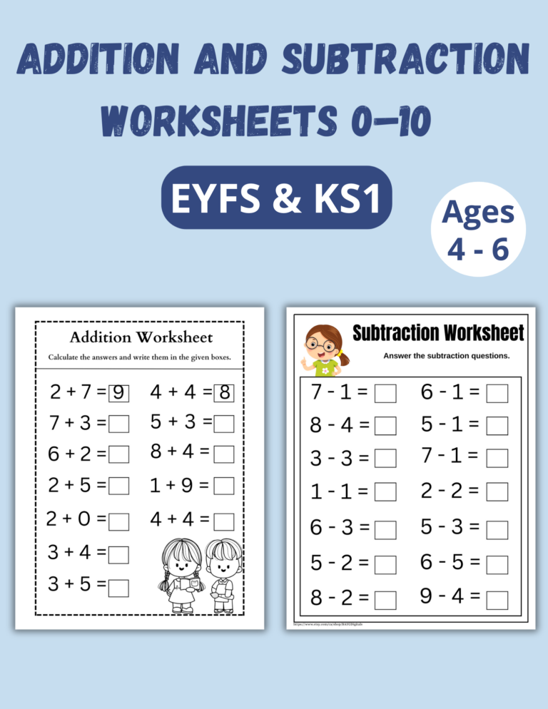 Mathematics Worksheets For 10 Year Olds - Free printable addition and subtraction worksheets for 10 year olds featuring simpl