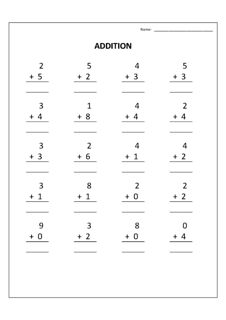 Printable Addition Worksheet for Kids Addition worksheet with various problems for children to solve