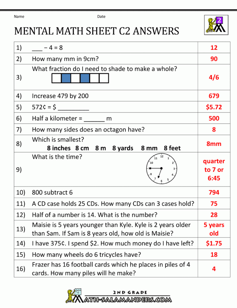 Mental Maths Printable Worksheets – Math Worksheets Mental Maths Printable Worksheets - Math Worksheets