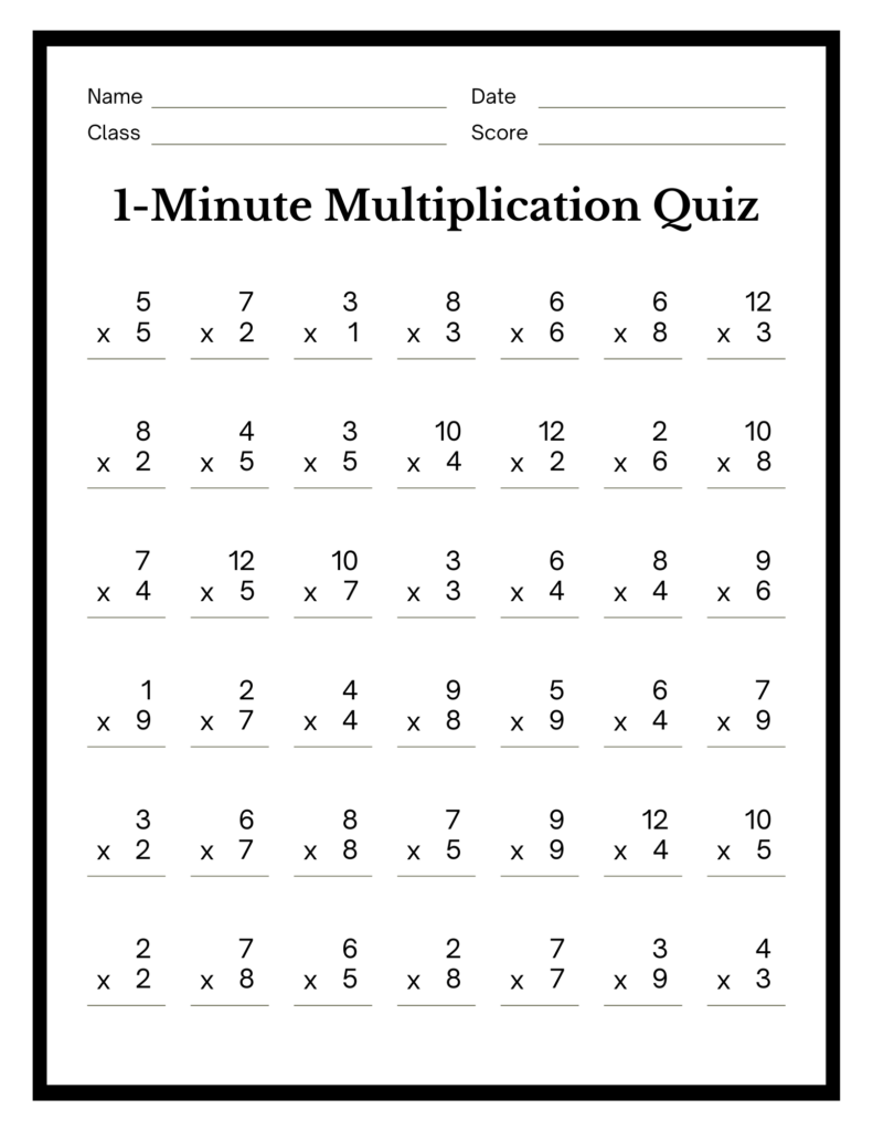 Minute Math Multiplication Worksheets - MathWorksheet.org