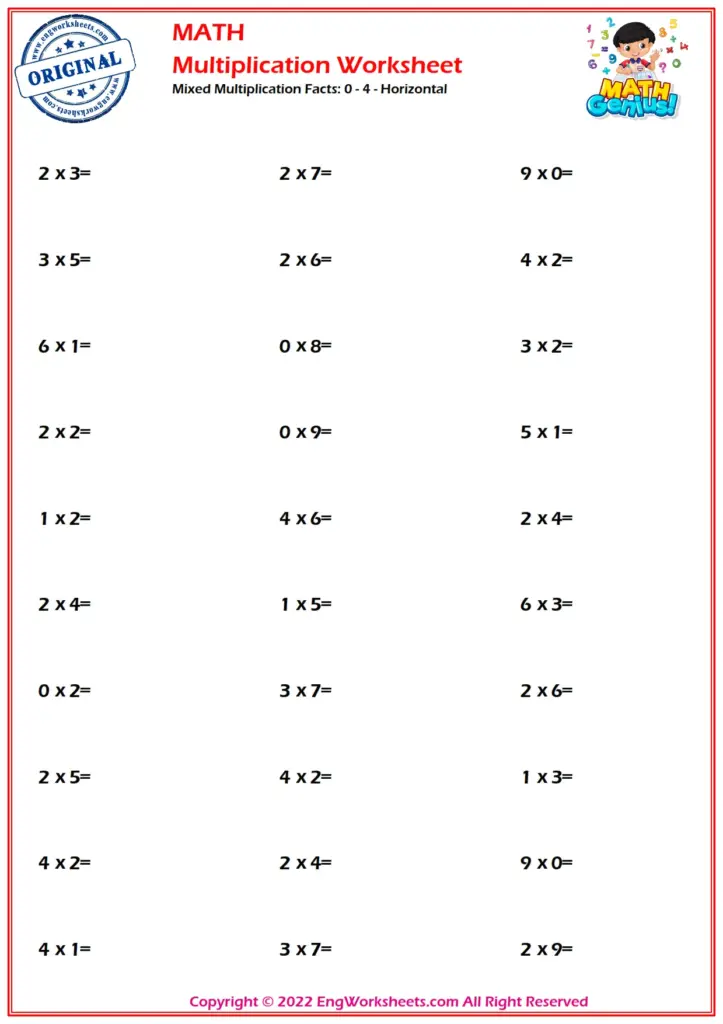 Mixed Multiplication Worksheets