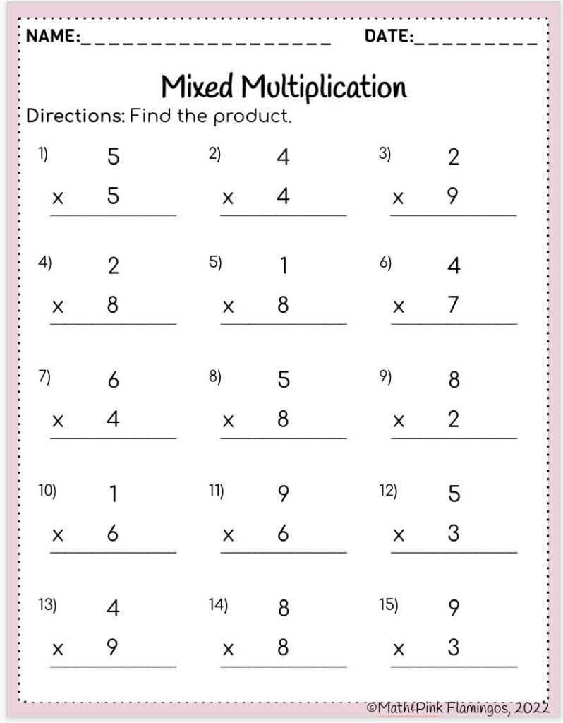 Mixed Single Digit Multiplication Worksheets - Multiplication Worksheets: (One-Digit Math Drills) - DIY Projects ...
