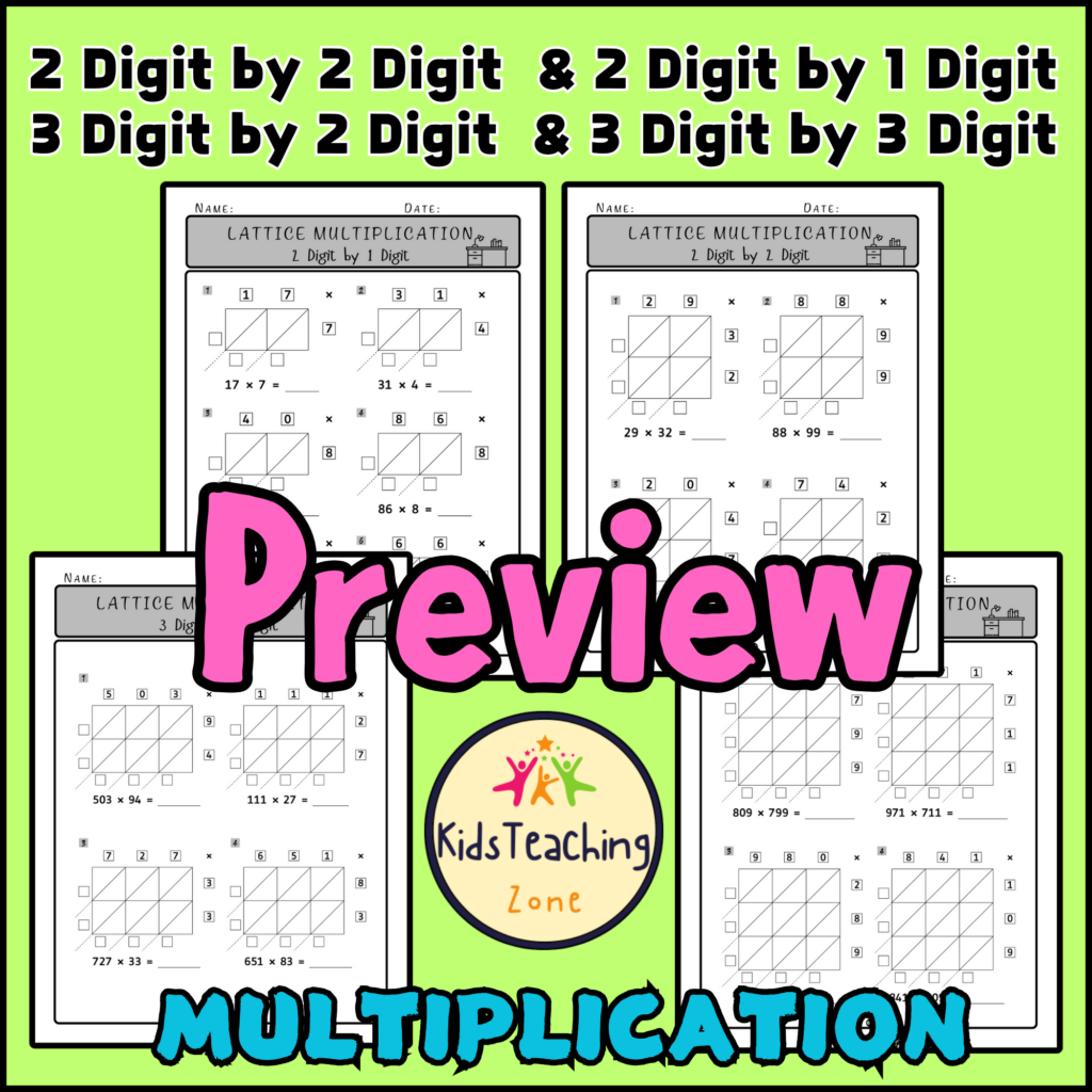 Multi Digit Multiplication Worksheets With Grids - Multi Digit Multiplication Worksheets: Lattice Grid Multiplication ...