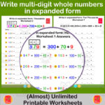 Multi Digit Whole Numbers Worksheet
