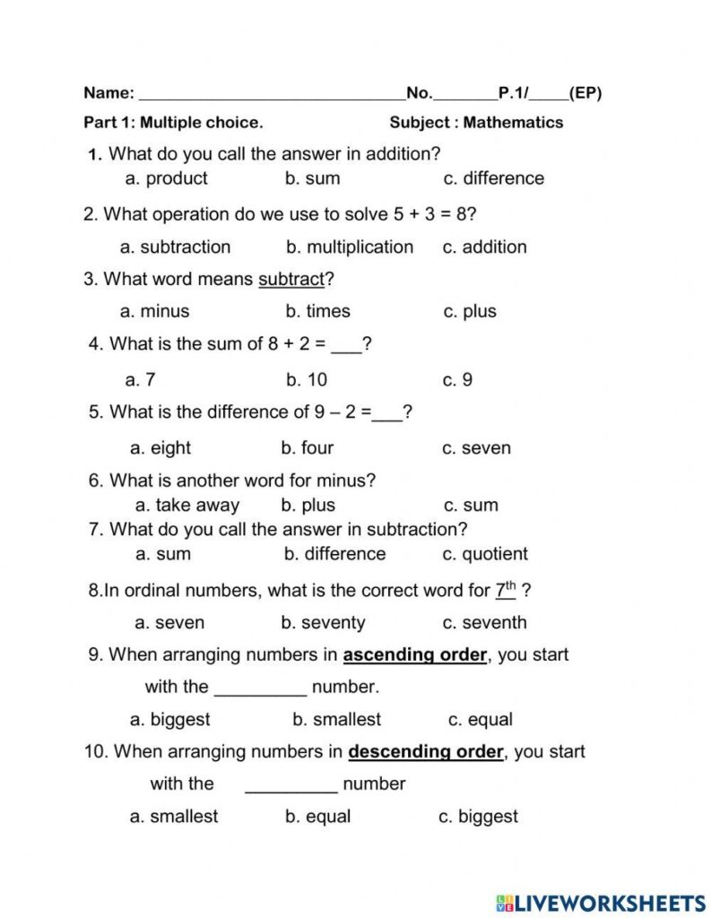 Multiple Choice Addition Worksheets 612×612 Multiple Choice Addition Worksheets 612x612