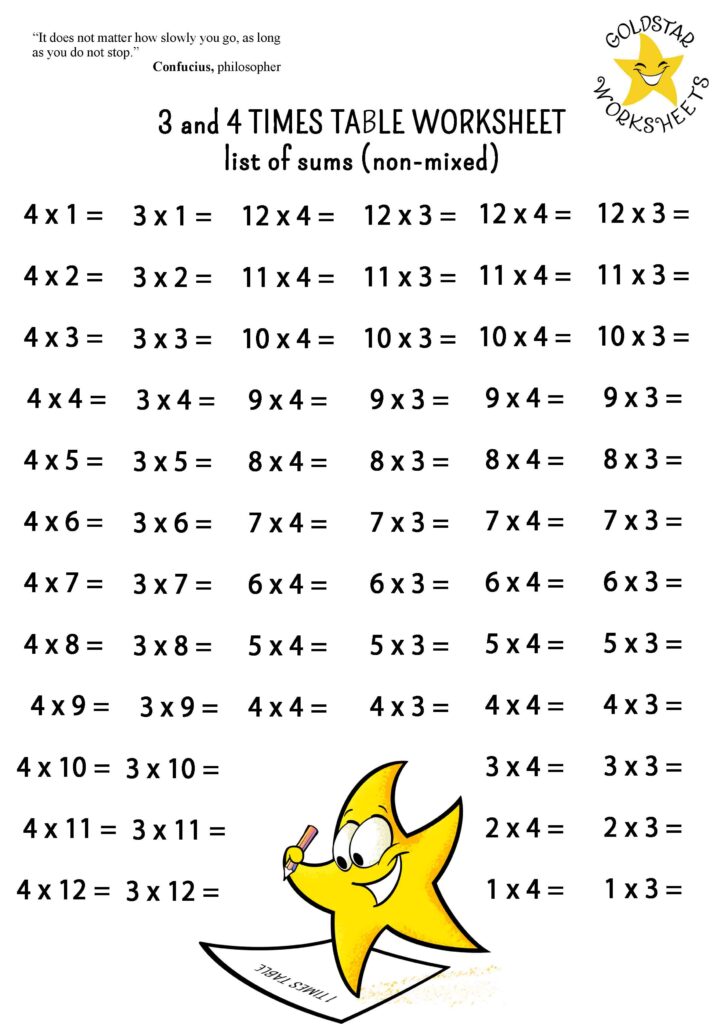 Multiplication 2 3 4 Worksheet – 3 and 4 times table worksheets Multiplication 2 3 4 Worksheet - 3 and 4 times table worksheets