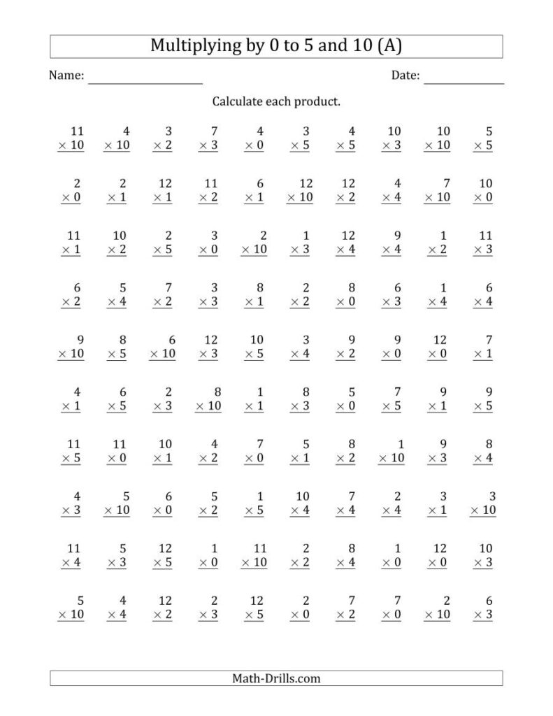 Multiplication 2 3 5 10 Worksheets - 2 5 10 Multiplication Worksheet - Free Printable